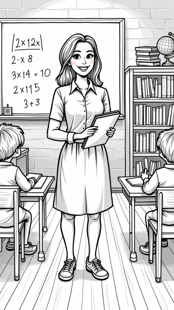 coloring page teacher